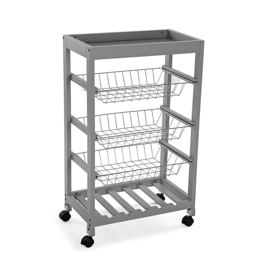 Vegetable trolley Versa Grey 30 x 85 x 51 cm Metal MDF Wood