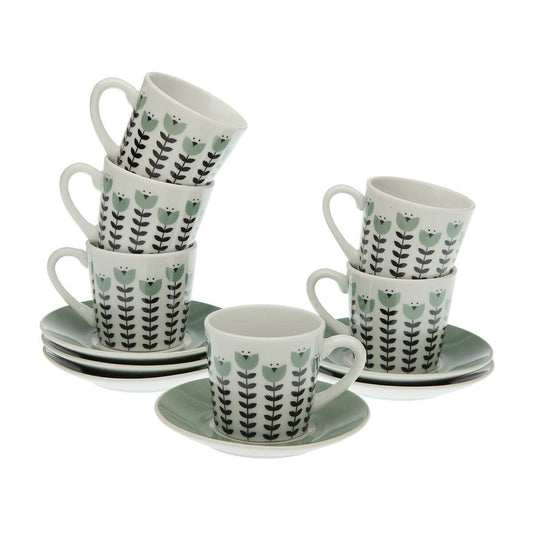 Set of 6 Cups with Plate Versa Erna Porcelain