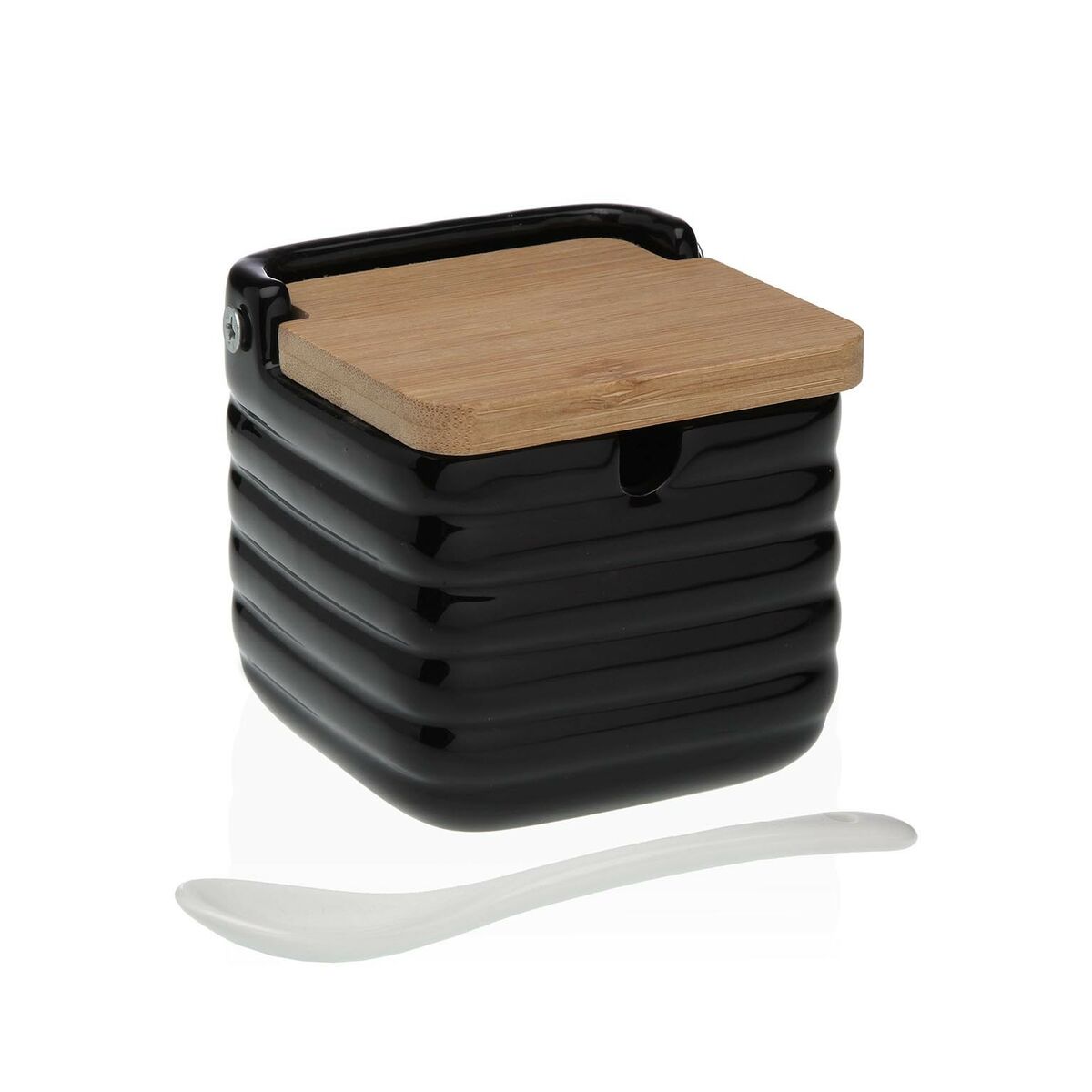 Sugar Bowl Versa Black Ceramic Bamboo Dolomite 8,3 x 8,3 x 8,3 cm