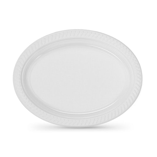 Set of reusable plates Algon White 27 x 21 cm Plastic Oval 6 Units