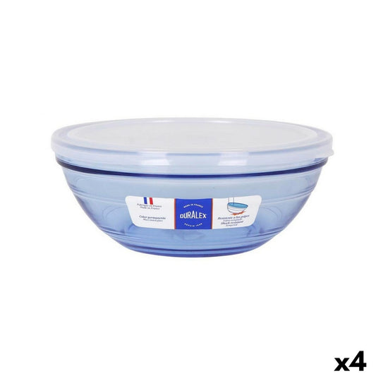 Round Lunch Box with Lid Duralex   Crystal Blue Ø 20,5 cm (4 Units)