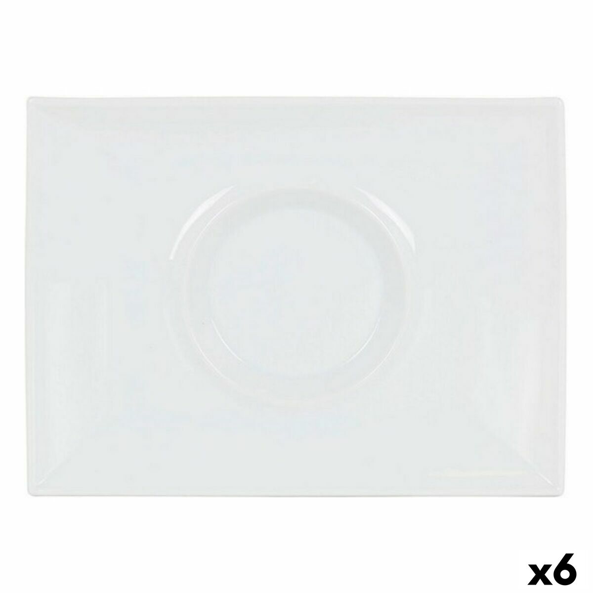 Flat Plate Inde Gourmet Porcelain White 29,5 x 22 x 3 cm (6 Units)