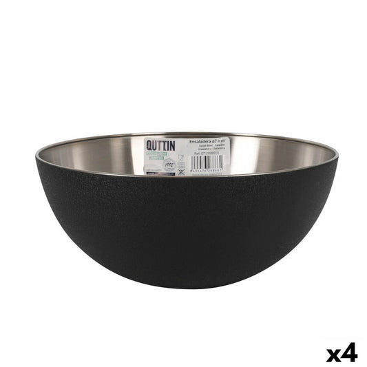 Salad Bowl Quttin   Black Silver 29 x 12 cm Steel (4 Units)