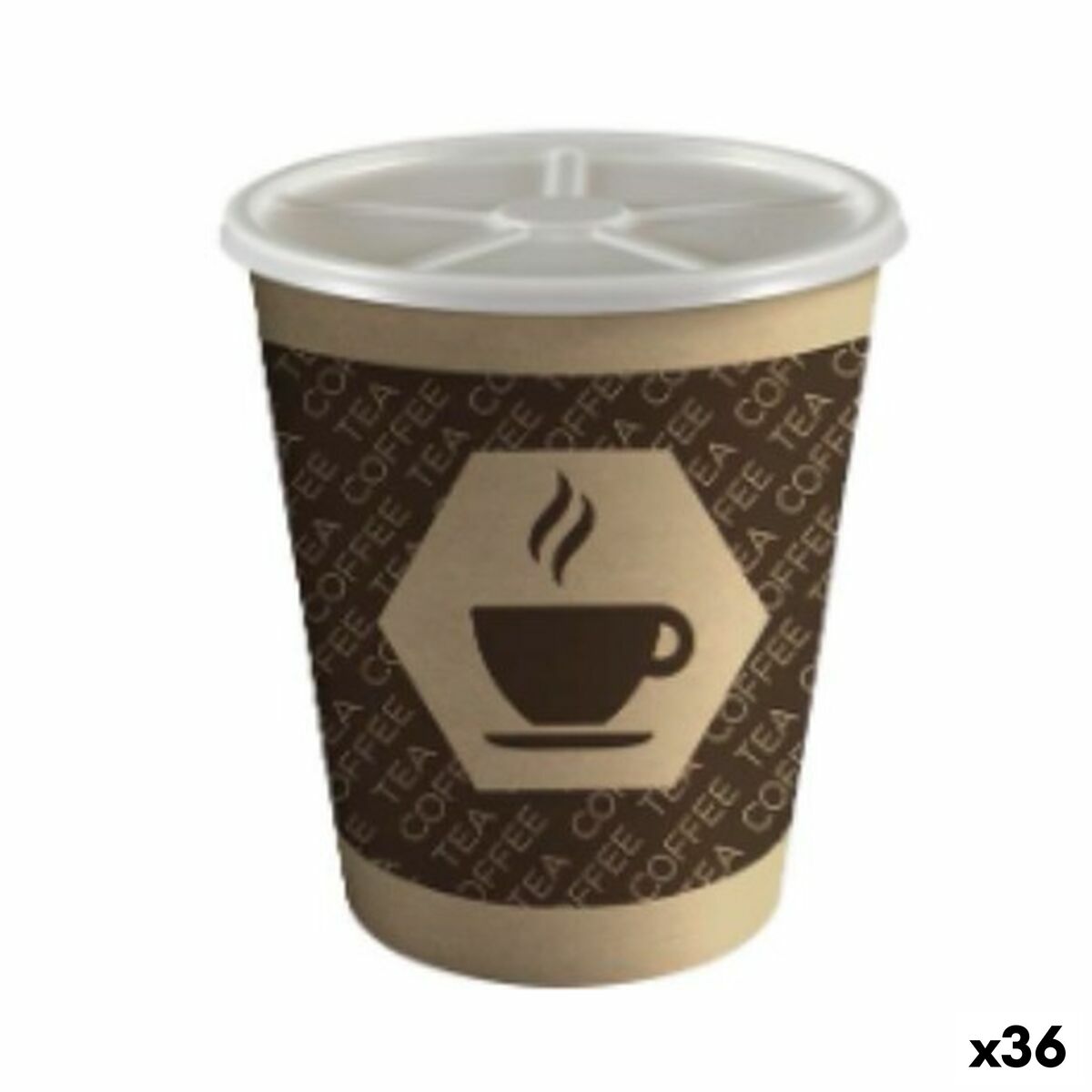 Glass with Lid Algon Cardboard Disposable Coffee 36 Units (12 Pieces)