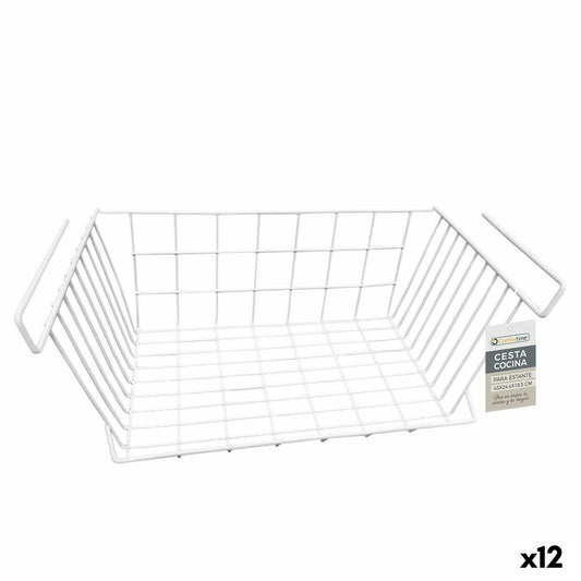 Basket for Kitchen Shelf Confortime White 43 x 24,4 x 18,5 cm (12 Units)