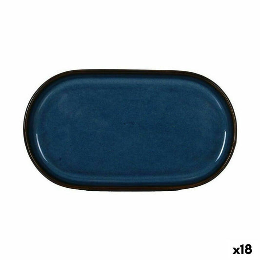 Snack tray La Mediterránea Chester Blue Oval 20 x 11 x 1,5 cm (18 Units)