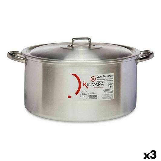 Casserole with lid Silver Aluminium 20 L (3 Units)