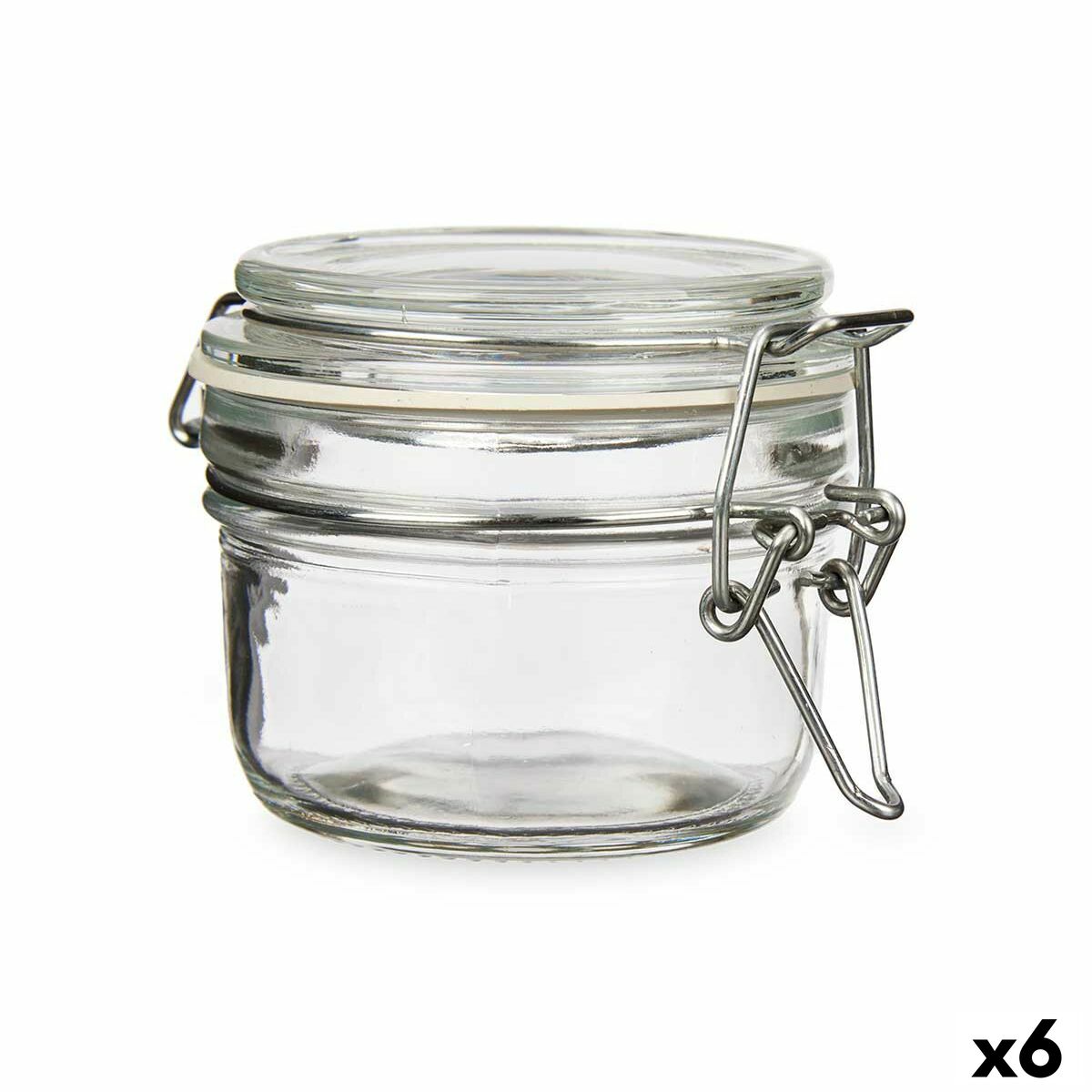 Jar Transparent Metal Glass Silicone 120 ml 11,3 x 7 x 8,3 cm (6 Units)