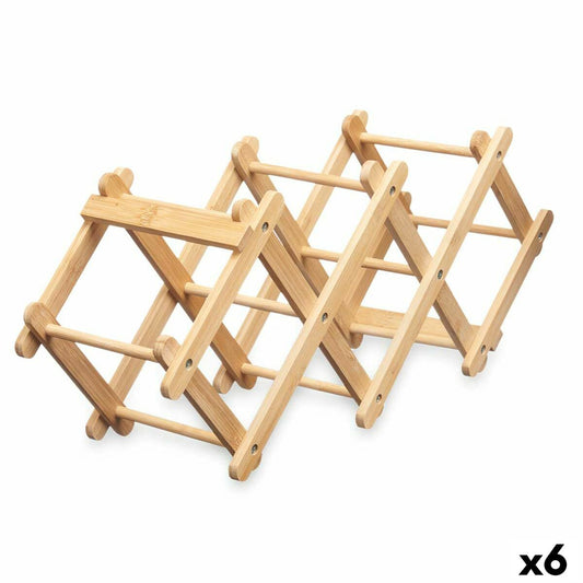 Folding Bottle Rack Natural Bamboo 54 x 15 x 21,5 cm (6 Units)